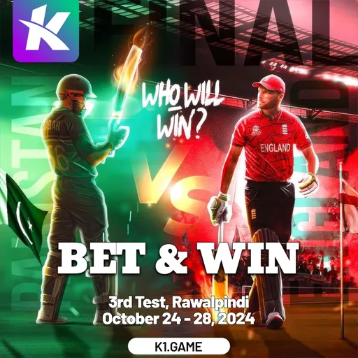 Bet on Pakistan vs England 3rd Test at K1 Game and win exciting bonuses