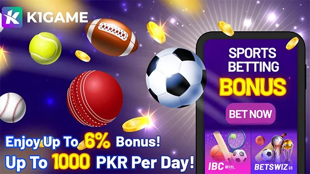 Claim up to 6% sports betting bonus daily with K1 Game and earn rewards up to 1,000 PKR!