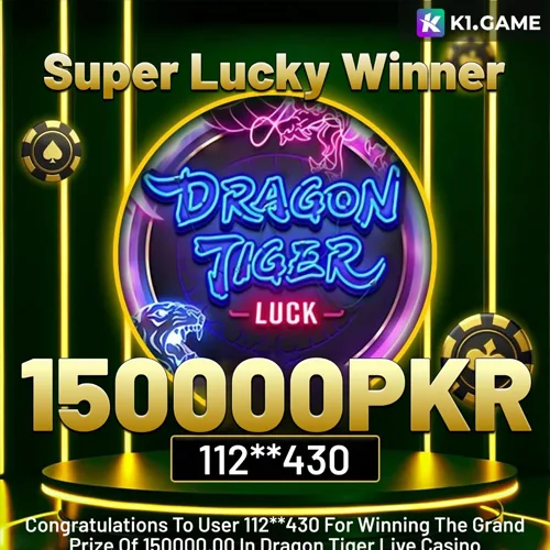 Dragon Tiger big winner at K1 Game - 150,000 PKR jackpot winner