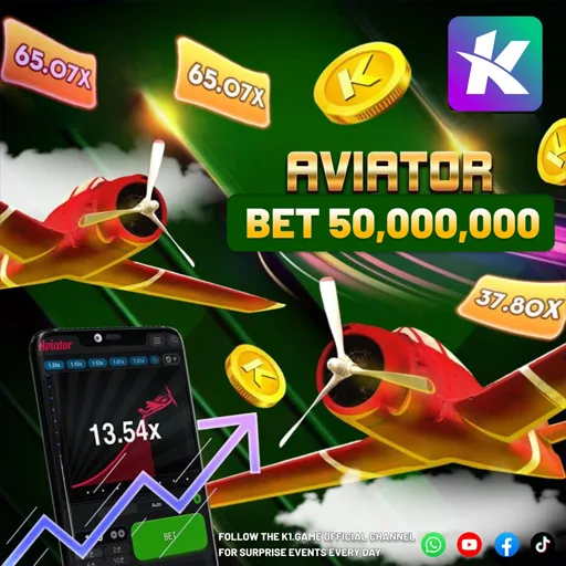 Aviator gameplay screenshot at K1 Game, showcasing betting trends and exciting wins