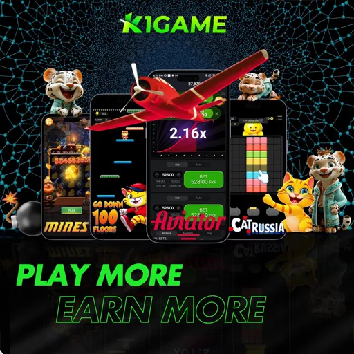 K1GAME logo with a dynamic and exciting gaming experience in the background