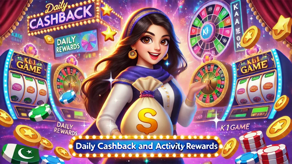 Daily cashback and activity rewards on K1 Game, offering players exciting bonuses for regular play and engagement