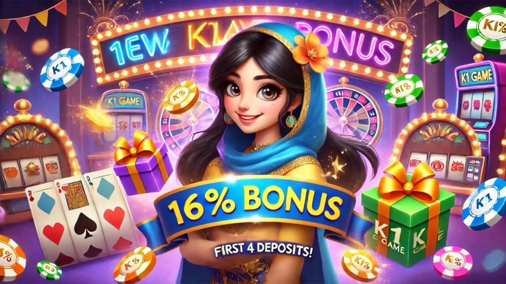 New player bonus at K1 Game, offering a 16% bonus on the first four deposits to boost the bankroll of newcomers.