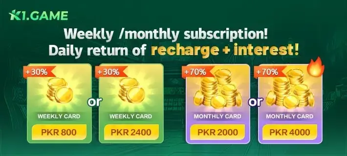 Overview

The K1 Game Weekly & Monthly Cards Program officially launched in September through the “Free Rs” section of the K1 Game APP. This event introduces exciting cashback opportunities that every K1 Game player should explore. Designed to maximize value, these cards provide instant credit along with steady daily bonuses, making them one of the best features for loyal players.